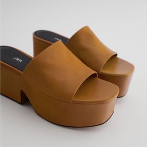 ZARA Platform Wedges in Toffee Brown,  size 8 US 39 EU